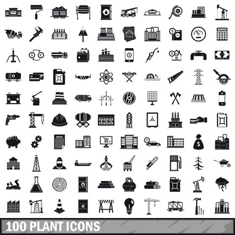 100 Plant Icons Set Simple Style 8523689 Vector Art At Vecteezy