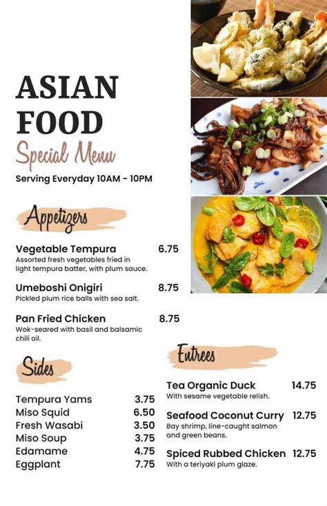 Asian Menu Templates Customize And Download Free