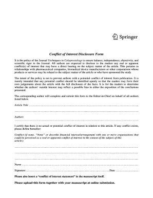 Conflict Of Interest Disclosure Springer Form Fill Out And