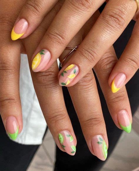 Refreshing Nail Art Inspired By Zesty Summertime Citrus Fruit Green And Yellow French Nails