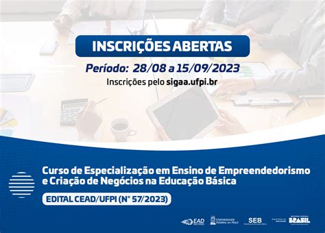 Empreendedorismo Cead Ufpi Lan A Edital De Curso De Especializa O