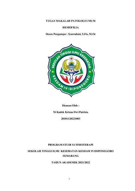 Pdf Makalah Hemofilia