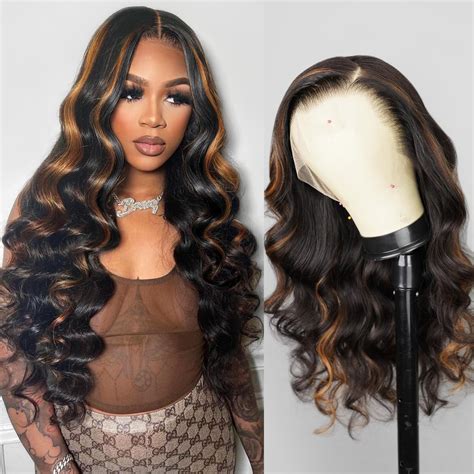 Aamzic 18inch Honey Blonde 360 Lace Front Wigs Human Hair