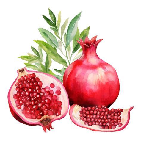 Premium Vector Pomegranate Fruits Watercolor Clipart