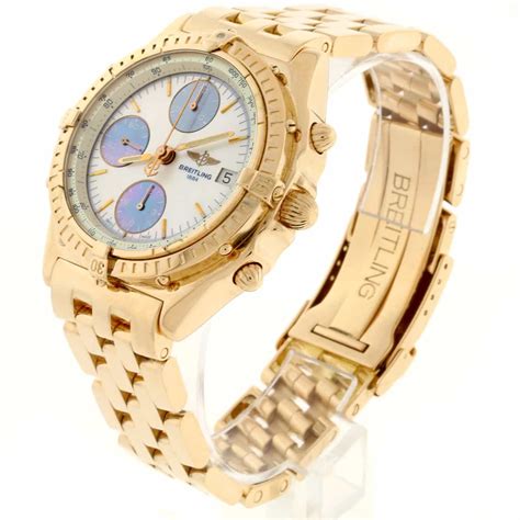 Breitling Chronomat 18k Rose Gold Original Mother Of Pearl Dial Chrono