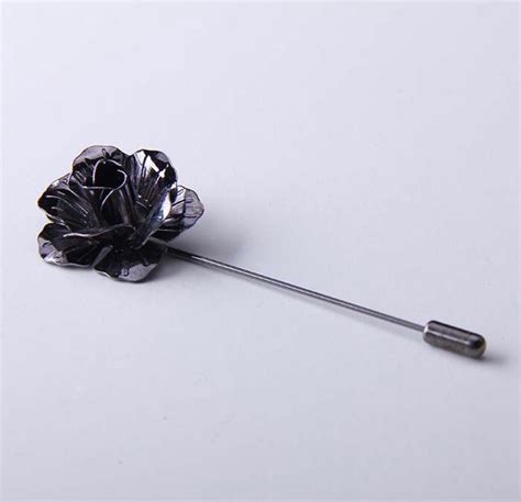 Black Lapel Pin Enamel Pin Wedding Lapel Pin Flower Etsy