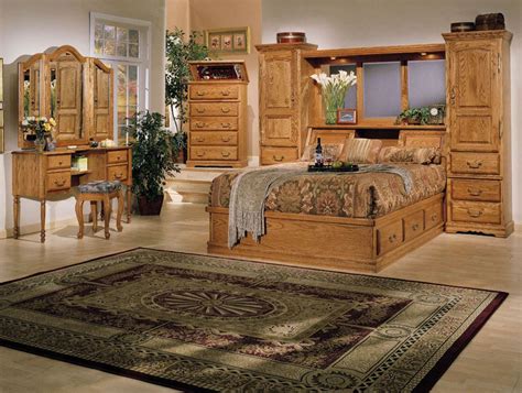 Stunning Country Style Master Bedroom Ideas With Brown Wooden Bedroom Furniture Plus Persian ...