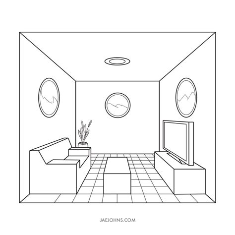 Living Room One Point Perspective Drawing | Bryont Blog