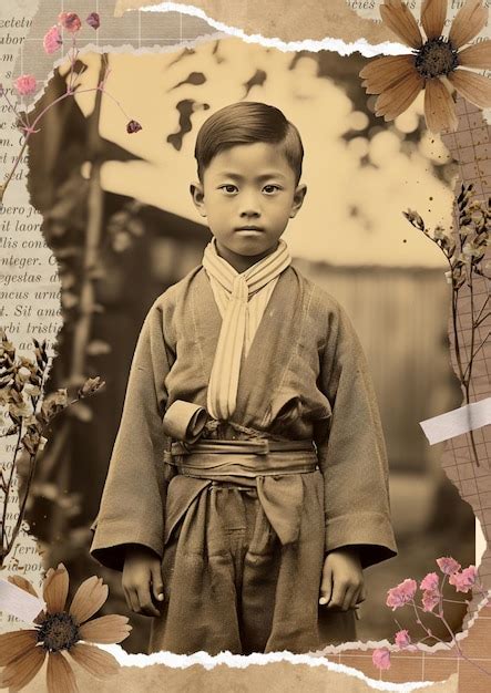 Premium Photo Sepia Vintage Old Photo From The 1930s Japanese Boy