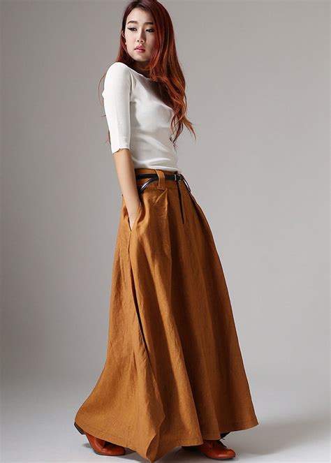 Maxi Skirts Maxi Skirt With Pockets Bohemian Skirt Long Skirt Boho Ski