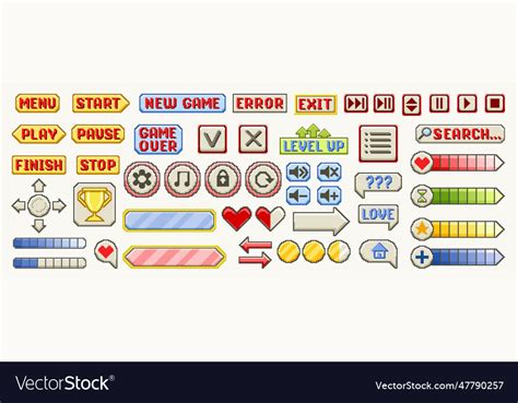 Pixel Art Icons Set Royalty Free Vector Image Vectorstock