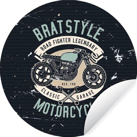 Wallcircle Muurstickers Behangcirkel Mancave Motorfiets Retro