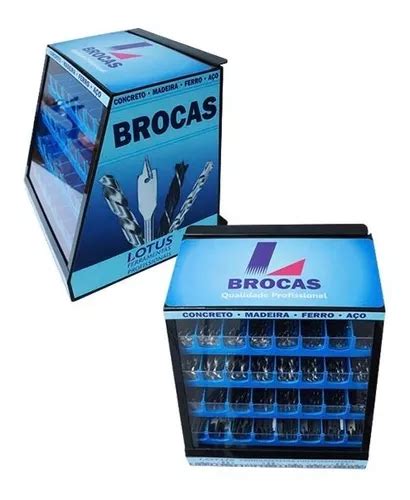 Expositor De Brocas Concreto Madeira E Aço 32 Divisórias