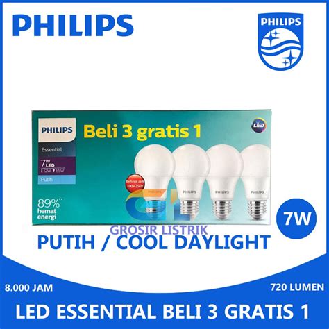 Jual Lampu Philips LED Essential Multipack 7W Putih Paket 7 W Watt