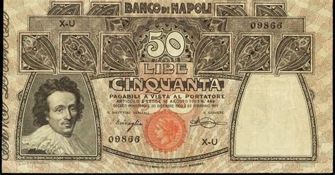 Italy Lire Banknote Banco Di Napoli World Banknotes Coins