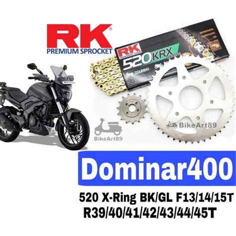 RK Sprocket Set Modenas Dominar 400 RK 520 KRX X Ring Rivet Black