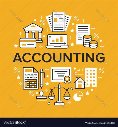 Financial accounting circle poster with flat line Vector Image