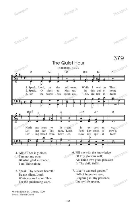 Hymns 379 The Quiet Hour 生命诗歌