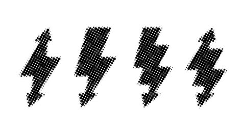 Premium Vector Halftone Lightning Bolt Set Black Grunge Thunderbolt