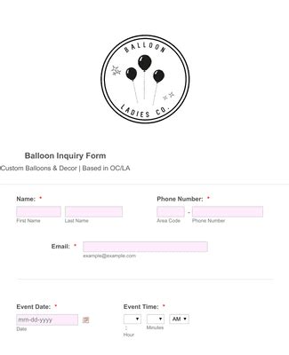 Balloon Inquiry Form Template Jotform