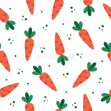 Carrots Cartoon Seamless Pattern Easter Theme Background Vegetable