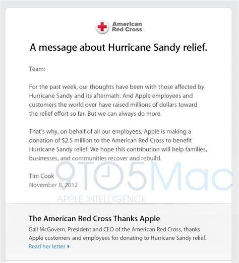 Apple Donates 2 5 Million To The American Red Cross In Hurricane Sandy Relief