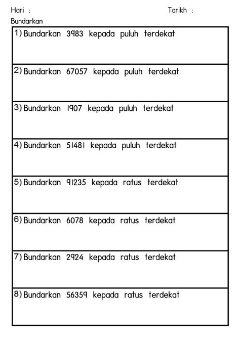 Latihan Matematik Tahun 3 Bundarkan Nombor Bundar Worksheets And Photos