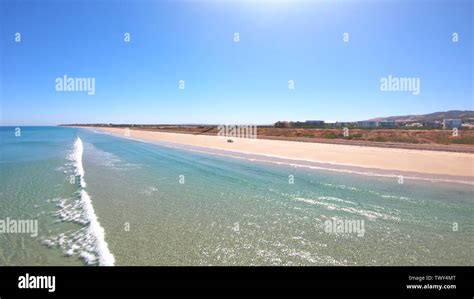 Drone Aerial View Of Australian Wide Open Beach And Coastline Taken At