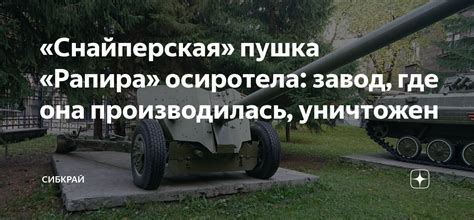 «Снайперская» пушка «Рапира» осиротела: завод, где она производилась ...
