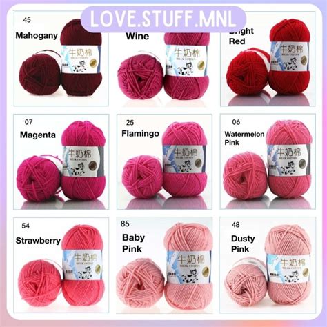 Milk cotton crochet knitting yarn 5 ply pink red color | Lazada PH