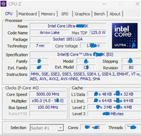 Intel Core Ultra 9 285K Arrow Lake S CPU Z Leak enthüllt