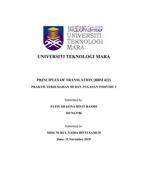 Amali 3 Tugasan 1 UNIVERSITI TEKNOLOGI MARA PRINCIPLES OF