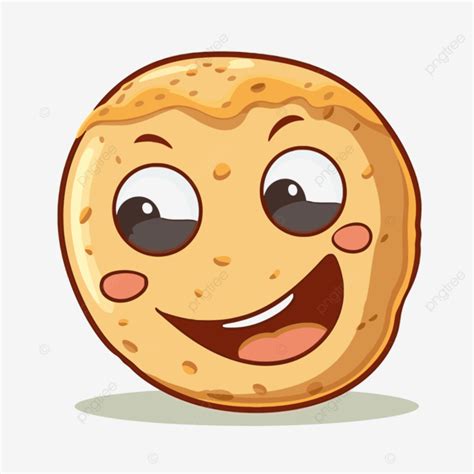 Gambar Watak Biskut Kartun Clipart Bagel Dengan Muka Tersenyum Vektor