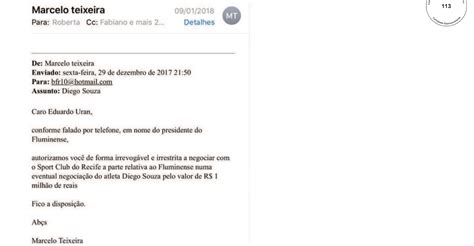 Confira e mail de Teixeira autorizando o recebimento de R 1 milhão por