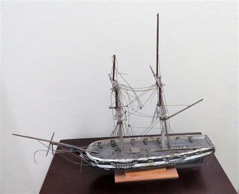 A Very Old, Vintage Brig Ship Model Ready for Restoration | #1973644188