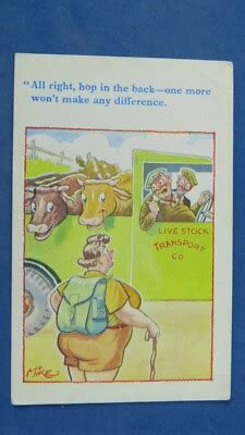 RISQUE COMIC POSTCARD 1940s Big Boobs BBW Large Lady Dairy Cows Theme 9 80 PicClick UK