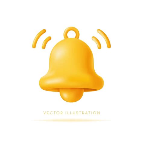 3d Notification Bell Icon Realistic Vector Icon Isolated On White