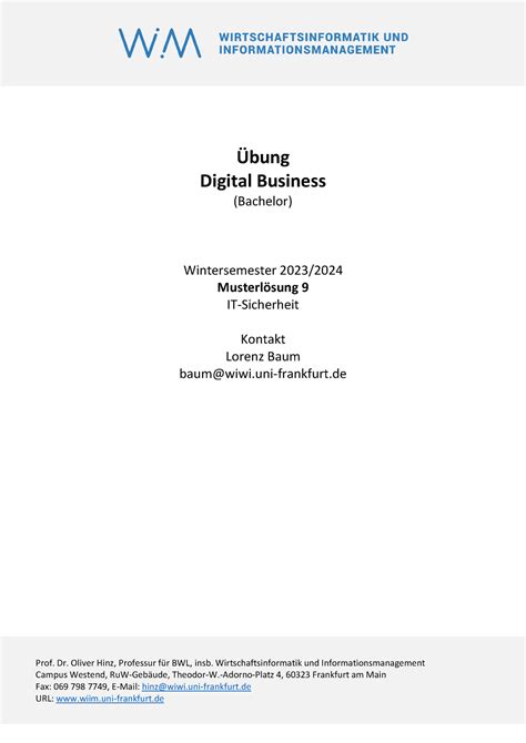 08 IT Sicherheit Musterlösung Prof Dr Oliver Hinz Professur für