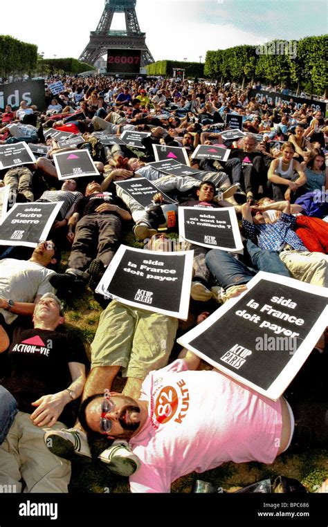 Paris France Large Crowd People Aids Activists Of Act Up Paris