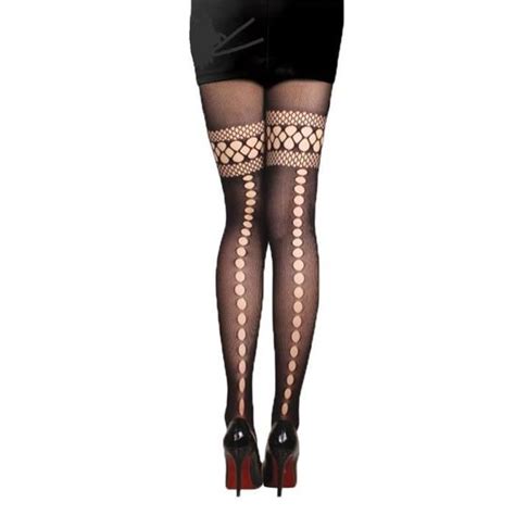 Collants Femme Filet Noire Motifs Fantaisies Taille Unique Lingerie