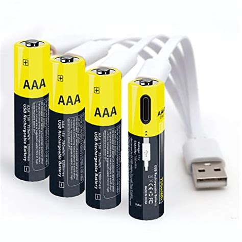 Buy Type C Lithium Rechargeable Batteries AAA 1 5V USB Li Ion AA