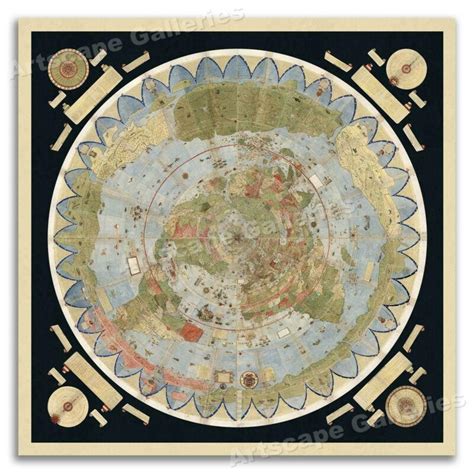 Urbano Monte Flat Earth Map Of The World Poster Art Globe X