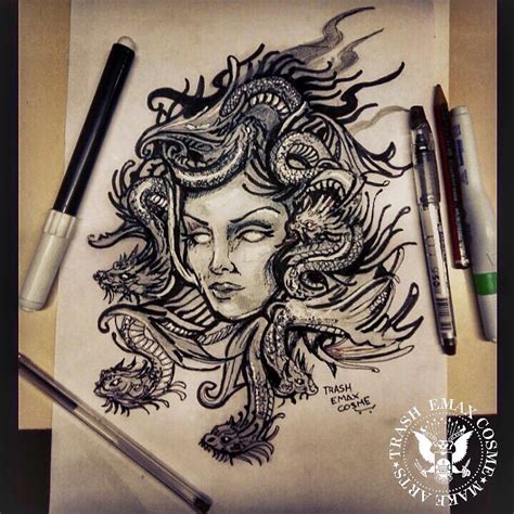 Medusa Drawing Pencil Sketch Colorful Realistic Art Images