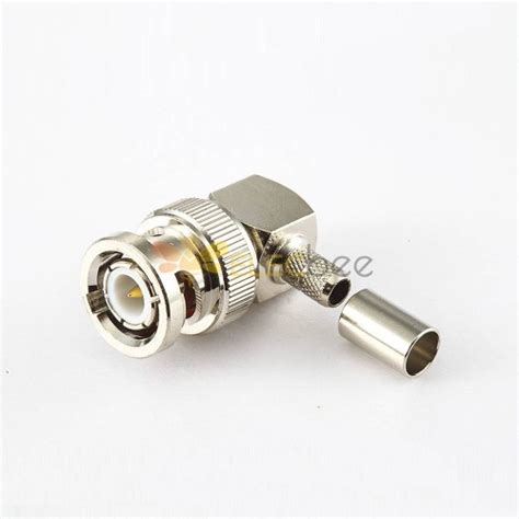 BNC Connector Male Right Angle Cable Mount Crimp For RG58 RG142 50 Ohm