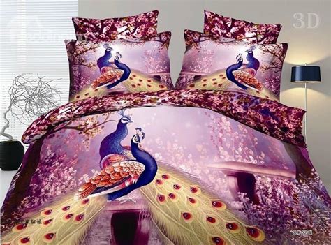 100 Cotton Gorgeous Peacock 3d Printed 4 Piece Polyester Bedding Sets