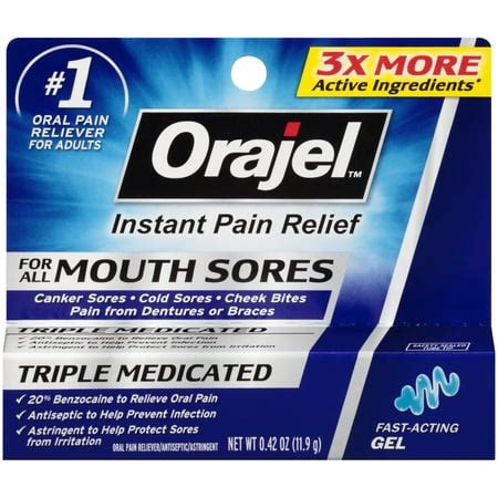 Orajel™ Mouth Sores Gel Oral Pain Reliever/Antiseptic/Astringentor 0.42 oz. Carded Pack ...