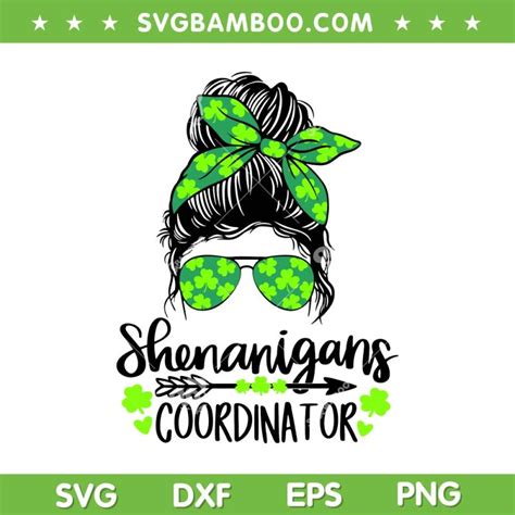 Shenanigans Coordinator Messy Bun Svg Png