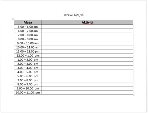 Contoh Jadual Harian Pelajar Di Rumah Contoh Jadual H