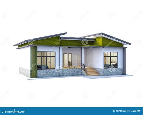 House Thai Style Modern Design And Rendering Stock Illustration