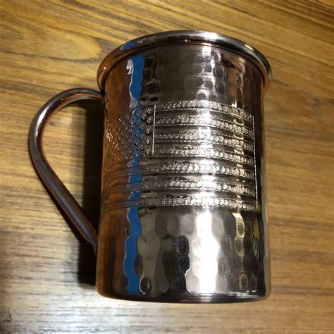 Oz Moscow Mule Hammered Copper Mug W Usa Flag Engraved Logo